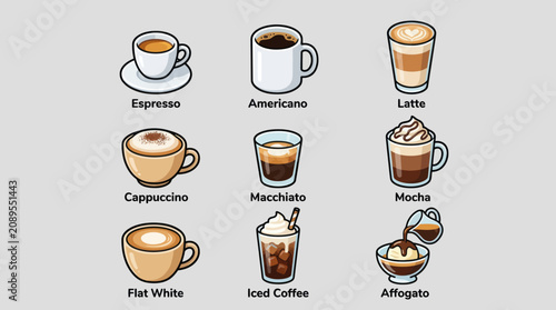 Fotografie Collection of coffee drinks