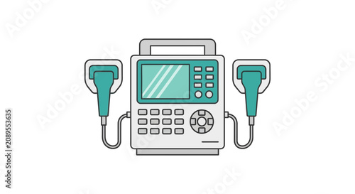 Illustration Of A Medical Ultrasound Diagnostic Machine For Healthcare And Diagnostics