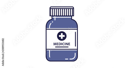 Illustration Of A Medicine Bottle Icon, Health and Treatment Concept Represented