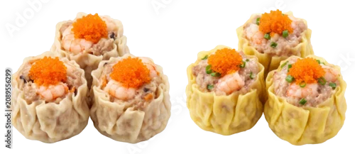 Panel kuchenny z motywem bundle of steamed asian shumai dumplings with shrimp and roe isolated on a transparent background