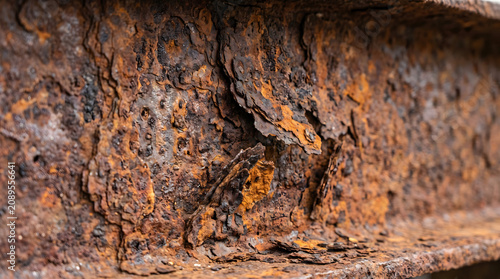 Close Up of Rusted Steel Beam with Heavy Corrosion Texture
