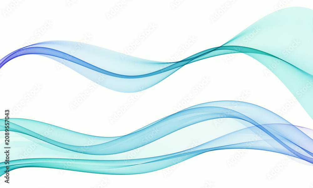 Fototapeta premium Design elements featuring translucent, bluish-turquoise waves with smooth curves