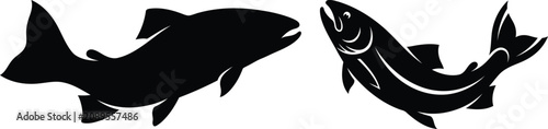Quadro su tela Trout fish silhouette illustrations for anglers and fishing enthusiasts