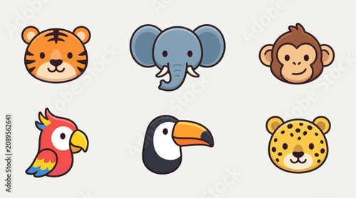 Photography Collection of cute animal faces icons