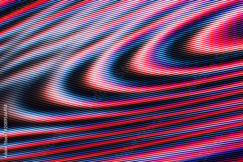 Abstract Wave Line Interference Pattern with Glowing Red and Blue Gradients