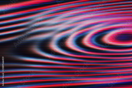 Abstract Wave Line Interference Background with Glowing Red and Blue Streaks