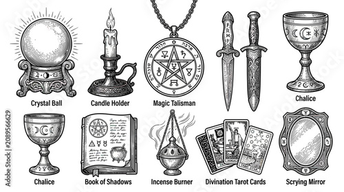 Photos Esoteric Occult Symbols and Tools for Magic and Divination