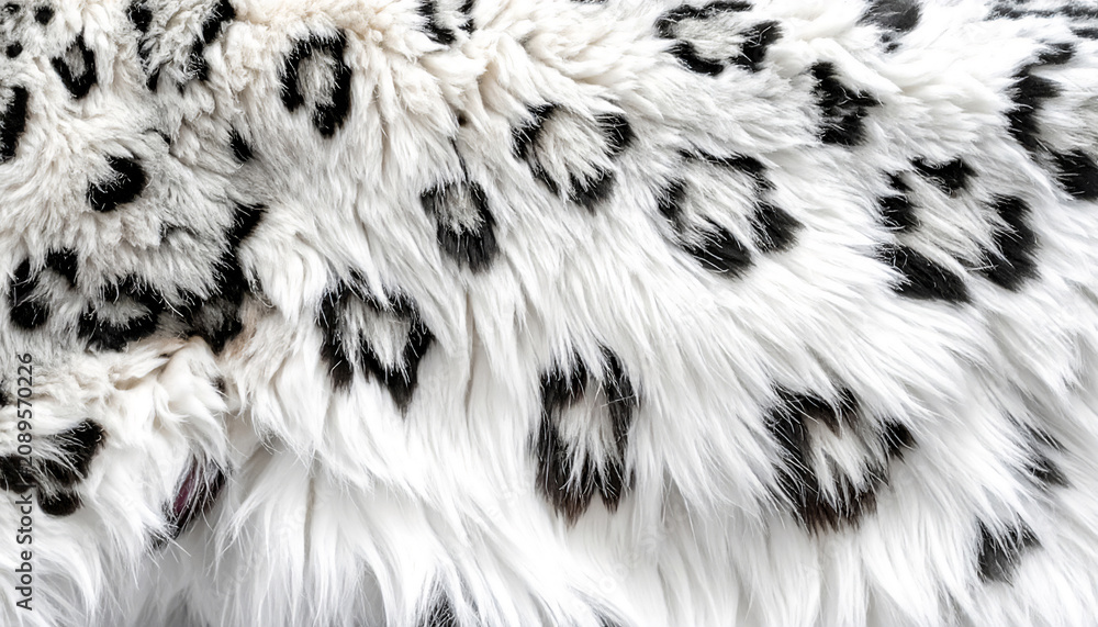 Naklejka premium Texture of snow leopard artificial skin with pattern realistic spots