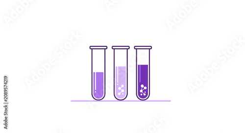 Illustrated Purple Test Tubes Displaying Science Experimentation And Chemical Analysis Concept