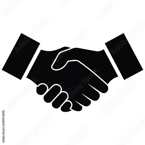 Business handshake vector silhouette illustration partnership agreement line art greeting.
