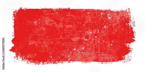 Obraz na plátne Red Grunge Flag Background with Abstract Paint Brush Strokes, Ink Splash Texture