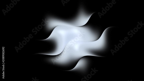 Abstract white flowing shape with soft edges against a dark black background creating a hypnotic and organic visual effect in seamless loop motion.