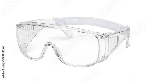 clear wraparound protective safety goggles with elastic strap for laboratory manufacturing construction industrial eye protection and workplace compliance
