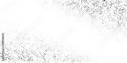 Halftone radial split gradient pattern, black dots forming dynamic center fade, minimal abstract geometric texture perfect for visual layout