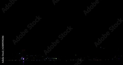 Celebration greeting Beautiful fireworks colorful fireworks on the beach for abstract background , anniversary, celebration , 4th independence day and new year background or wallpaper.