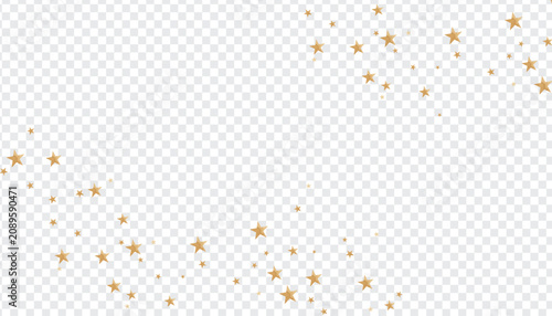 Golden star pattern with transparent background scattered celestial elements
