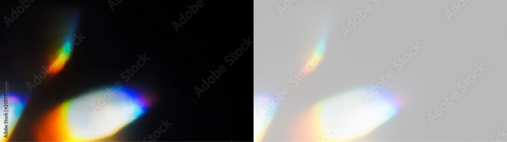 Obraz premium Rainbow Spectrum Prism Overlay with Transparent Background, Crystal Light Refraction Effect, Lens Flare Reflection for Graphic Design