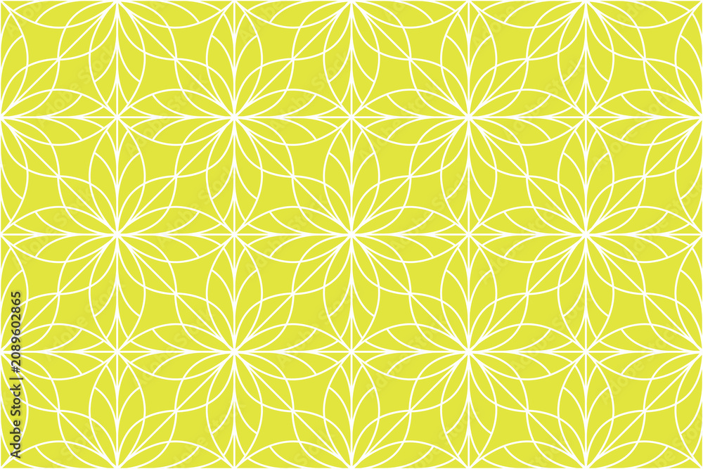 Naklejka premium Flower geometric pattern. Seamless vector background. White and yellow ornament