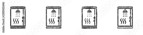 Sketch monochrome steam shower icon design set