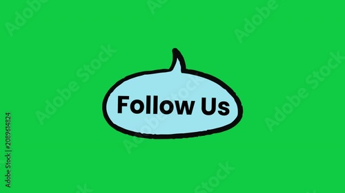 Follow Us Blue Speech Bubble Social Media Sticker on Green Background