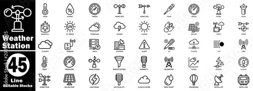Photos Weather station line icons collection