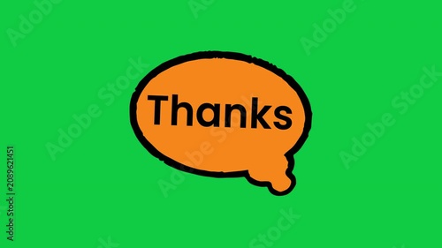 Thanks Orange Speech Bubble Social Media Sticker on Green Background