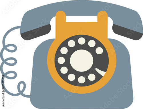 vector illustration of a vintage rotary dial telephone, symbolizing nostalgic customer support, retro hotline communication, and business contact reach.