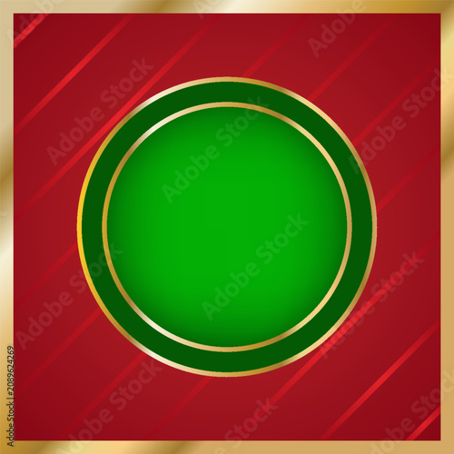 Christmas square greeting card Green gold circular frame for copy space Holiday invitations greeting card social media post seasonal banner gift tags Xmas marketing Sale proposition