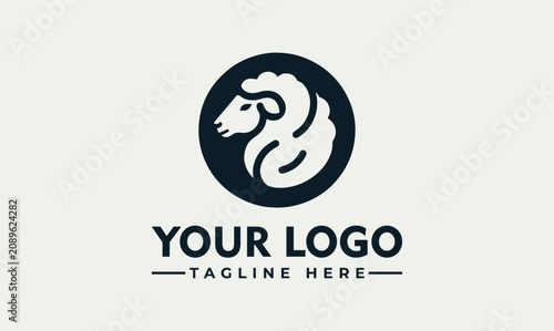 Minimalist Vector Logo Illustration Sheep Head Design Template for Agricultural Business Branding
