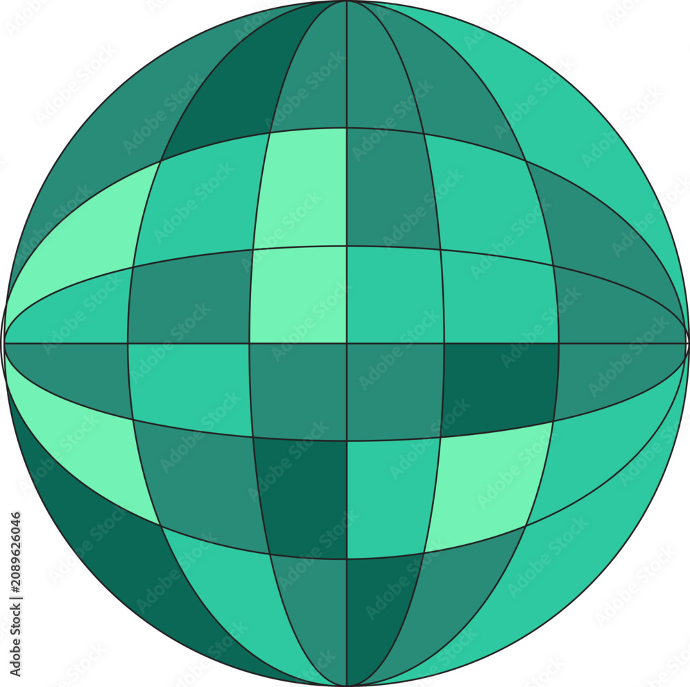 Fototapeta premium Geometric Sphere Design with Teal and Green Color Palette