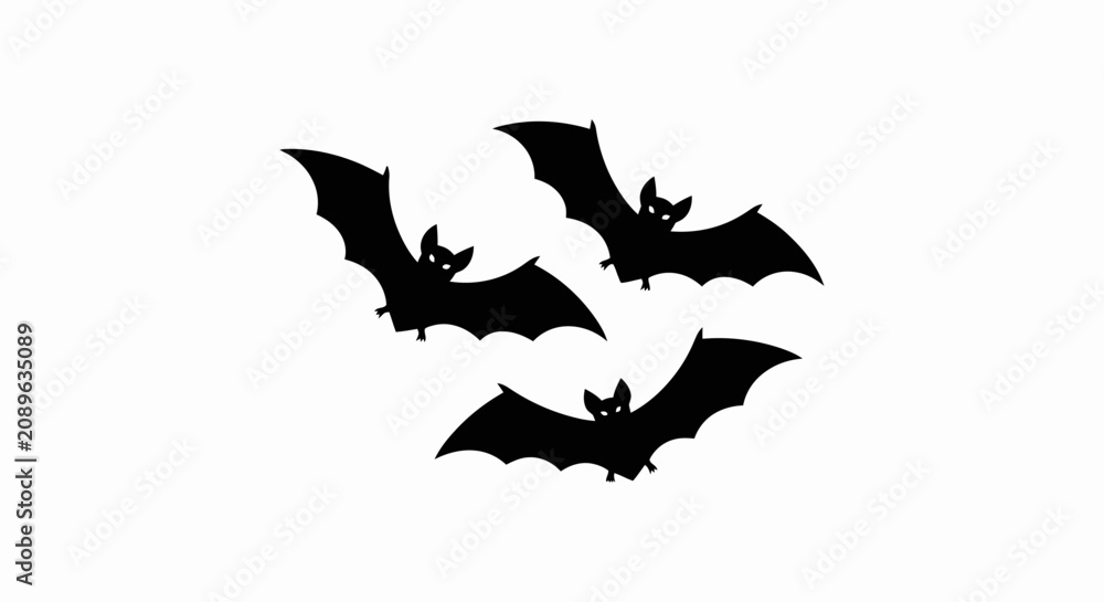 Fototapeta premium Silhouettes of Flying Bats in Dark Sky for Halloween or Nighttime Theme.