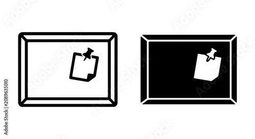 Cuadro en lienzo Bulletin Board Icons, Notice Board Vector Art, Pin Board Graphics, Office Memo D