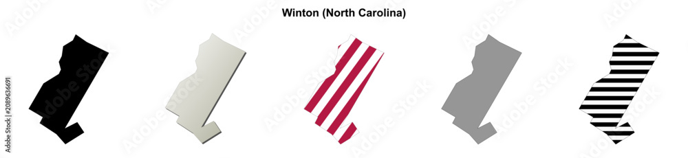 Fototapeta premium Winton (North Carolina) blank outline map set