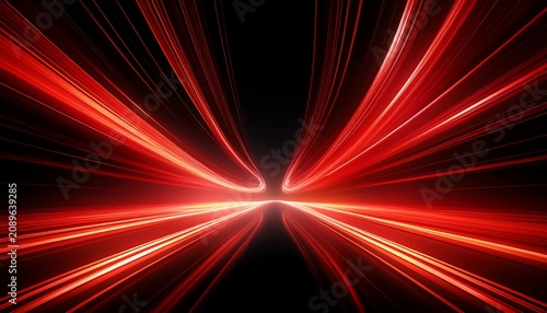 abstract image of vibrant red light trails against black background