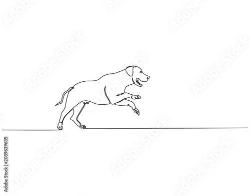 Dog continuous line art. Dog animal one line drawing. Cute pet, friendly pet concept vector illustration