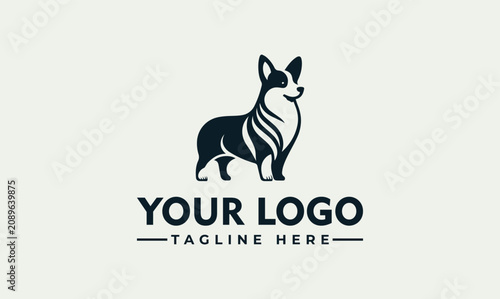 Obraz na płótnie Minimalist Vector Logo Illustration Corgi Dog Standing Isolated Design Concept