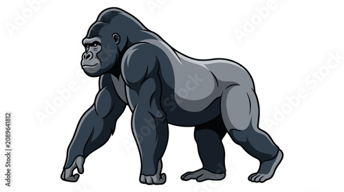 Canvas Print Majestic Silverback Gorilla Walking on All Fours in Natural Habitat