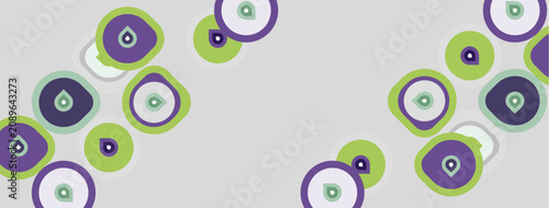 Foto Pattern features circles, varying sizes, purple, green hues