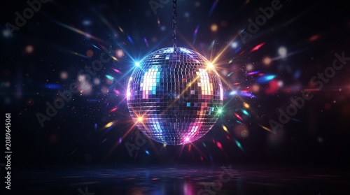 Disco Ball with Colorful Party Lights
