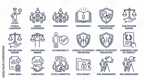 Foto Collection of hand-drawn icons representing various professions and occupations