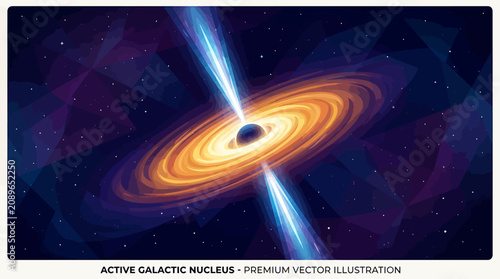 Active galactic nucleus with accretion disk and jets