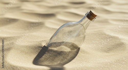 Message in a bottle on beach.