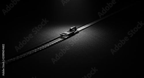 Metallic railroad track with spotlight.