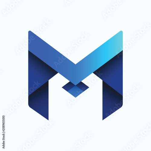 Letter M Technology Logo Design, M Geometric Monogram Logo for Digital Business Brand