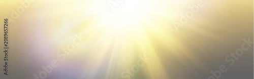 Foto Soft golden sunrise sky background with subtle volumetric sunbeams from top cent