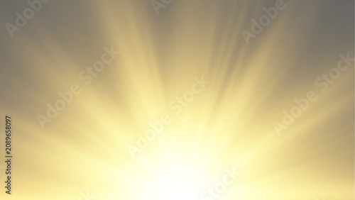 Canvas Print Aesthetic golden sunburst with wide crepuscular rays from bottom center for prof