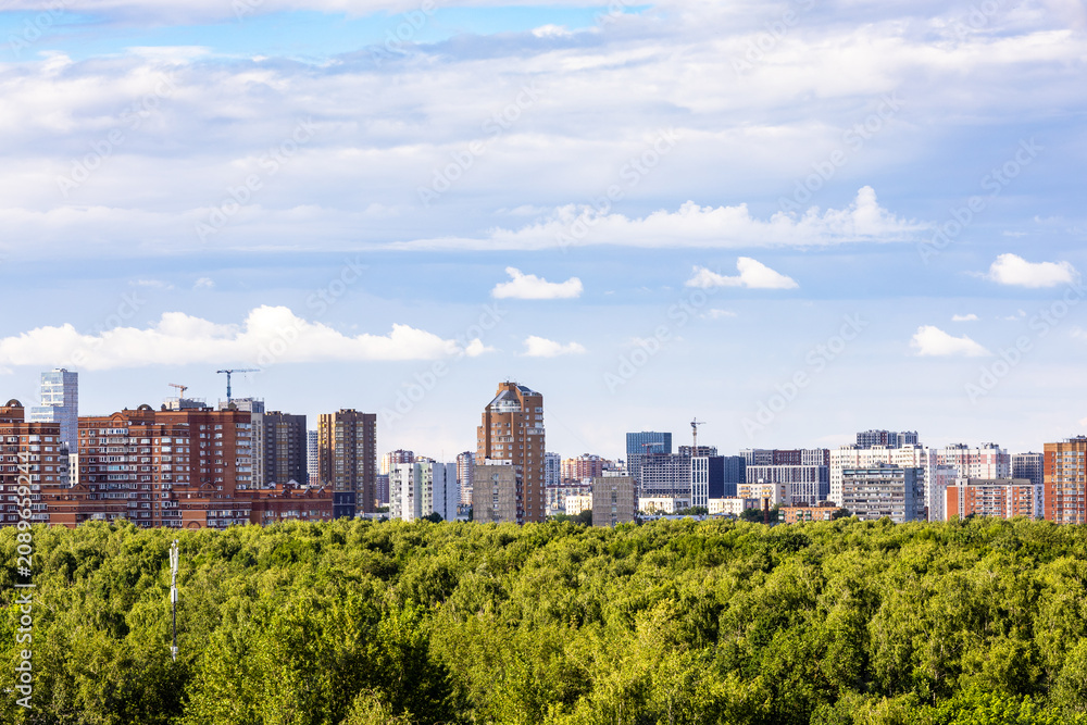 Obraz premium skyline with apartment houses and green city park