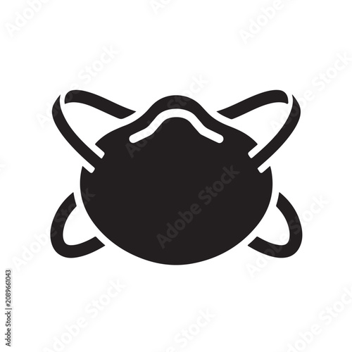 Protective respirator mask icon isolated on white background for health and safety against viruses.