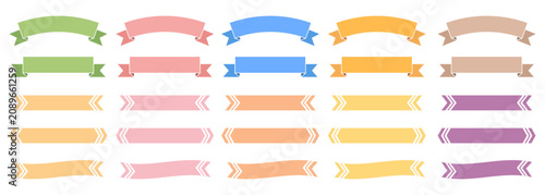 Foto Set of colorful ribbon banners and labels in various shapes on a transparent bac