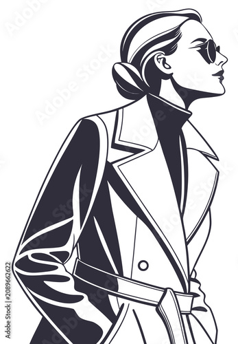 Black and white photograph of a young woman in modern style.